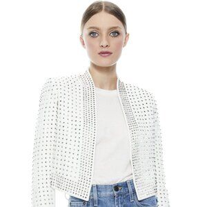 Alice & Olivia Studded White Leather Harvey Jacket